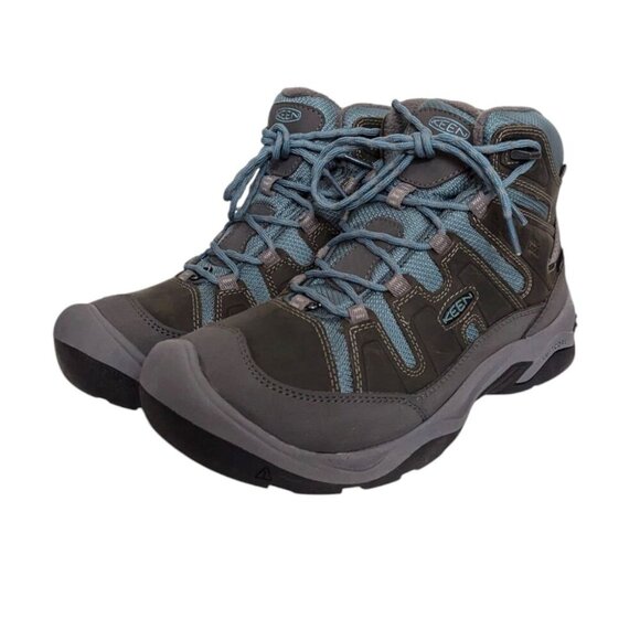 KEEN Circadia Mid Height Steel Grey/North Atlantic Waterproof Hiking Boots 9.5 - Picture 1 of 8